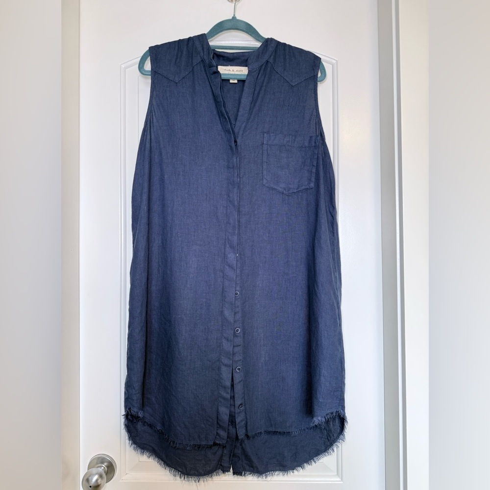 Anthropologie Cloth & Stone 100% Linen Lagenlook Bohemian Dress size Medium